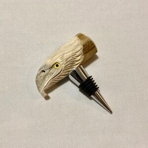 Hand Carved Eagle Head Wine Stopper, Caribou Antler, Anchorage AK, by Bob Merry
